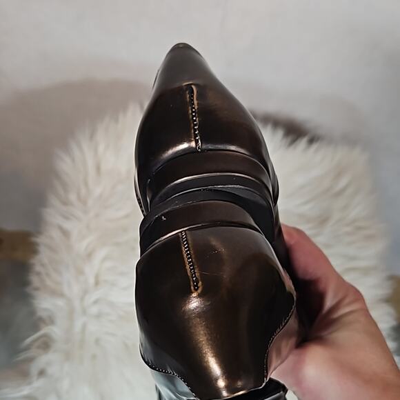 Rialto Pewter Flats Loafers Metallic Silver with Kiltie Vegan Azalea - Picture 6 of 8